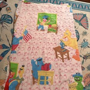 Vintage Sesame Street Red and Blue Duvet Cover Whimsical Design